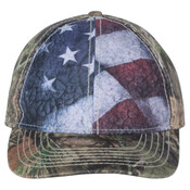 Camo with Flag Sublimated Front Panels Cap