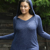 Women's Plus Size Cuddle Fleece V-Neck Hooded Pullover