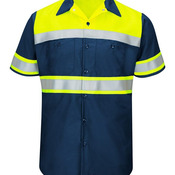 Hi-Visibility Colorblock Ripstop Short Sleeve Work Shirt - Tall Sizes