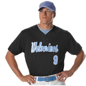 Two Button Mesh Baseball Jersey With Piping