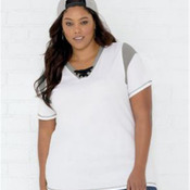 Women's Curvy Lace Up Fine Jersey Tee