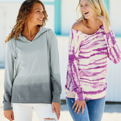 Women's French Terry Off-the-Shoulder Tie-Dyed Sweatshirt