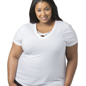 Women's Plus Size Caged Front T-Shirt