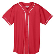 Wicking Mesh Button Front Jersey with Braid Trim